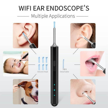 Ear Wax Removal Tool with WiFi & 1080P HD Camera, Wireless Ear Wax Cleaner with 6 LED Light for Kids Adults Pets (New Version) - Imported from UK